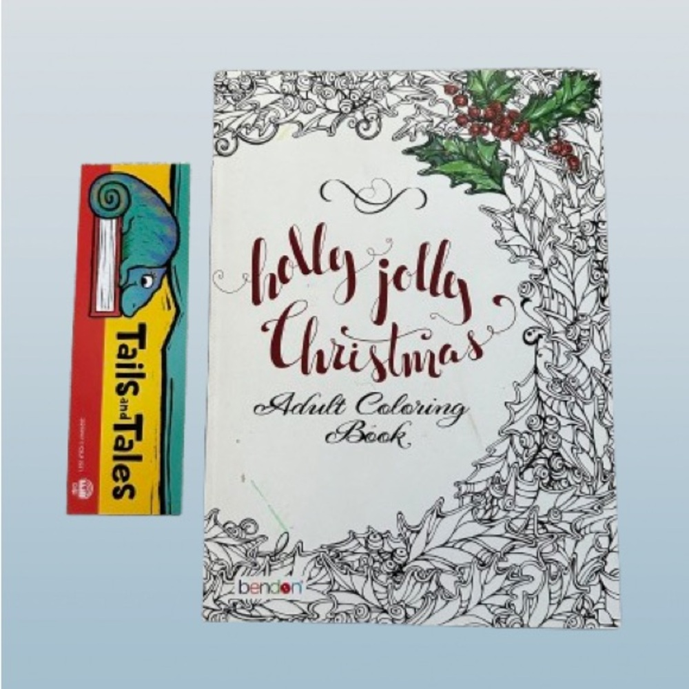 Holly Jolly Christmas Adult Coloring Book - Black and White